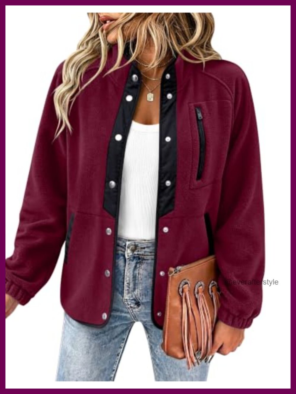 Women's Fleece Snap Button Jacket Western Aztec Print Outerwear